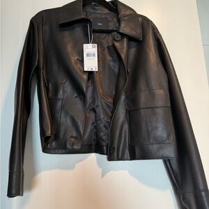 Mango Black Leather Women's Jacket